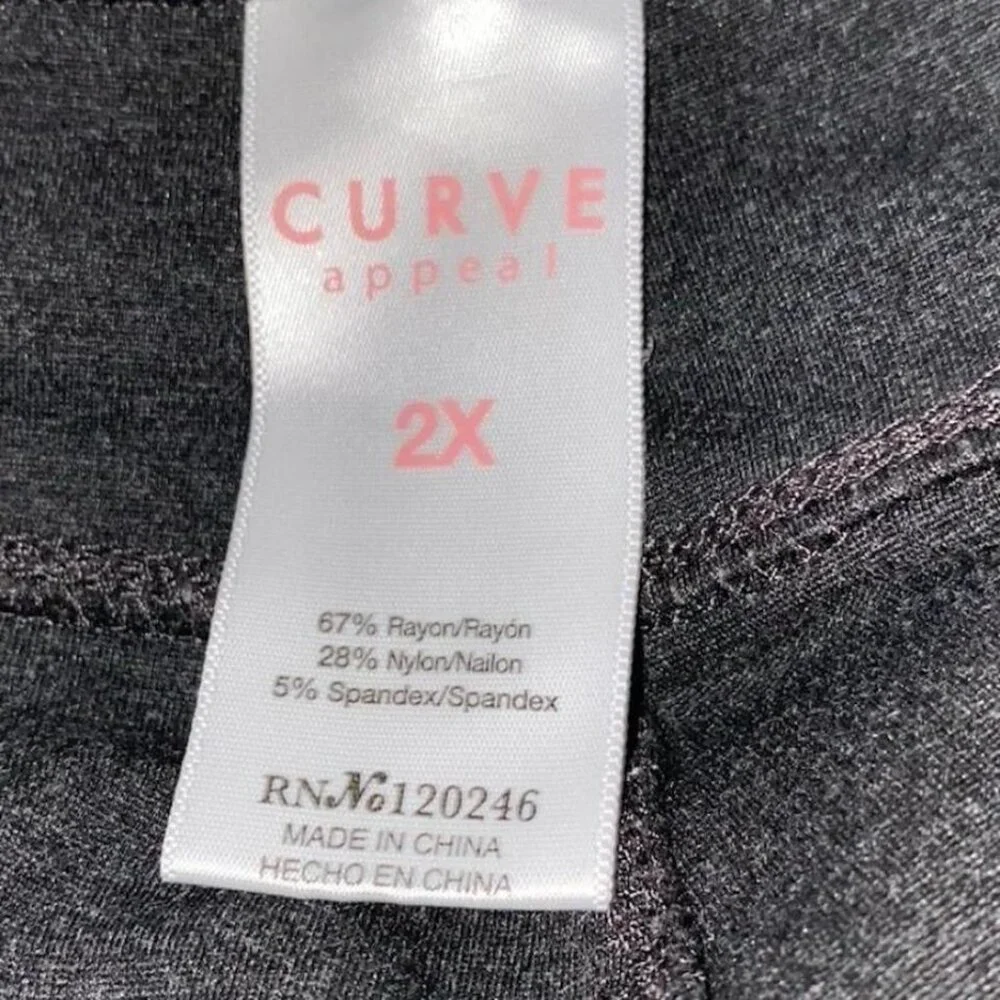 Curve Appeal Plaid Ankle Pants Women's 2X Gray Red Tapered Stretch Pull On - Picture 5 of 7
